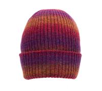 Women's Ribbed Knit Beanie Hat with Ombre Pattern - Fuchsia / ONE