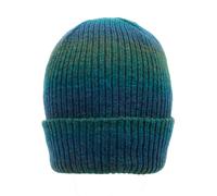 Women's Ribbed Knit Beanie Hat with Ombre Pattern - Teal / ONE