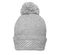 Women's Ribbed Knit Bobble Hat with Metallic Yarn and Yarn Pom Pom