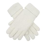 Women's Ribbed Knit Gloves with Metallic Yarn - WINTER WHITE / ONE