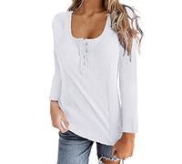 Women's Ribbed Knit Pullover Sweater Tops Form Fitting Long Sleeve Scoop Neck Solid Casual Pullover Basic T-Shirts Loose Slouchy Ladies Jumper Tops Blouses