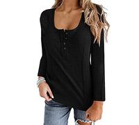 Women's Ribbed Knit Pullover Sweater Tops Form Fitting Long Sleeve Scoop Neck Solid Casual Pullover Basic T-Shirts Loose Slouchy Ladies Jumper Tops Blouses