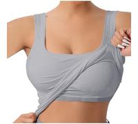 Women's Ribbed Knit Sleeveless Basic Crop Tank Tops with Built in Bra Low Cut Seamless Fitted Square Neck Vest for Ladies UK Clearance Workout Gym Tops Seamless Racerback Athletic Yoga Shirts