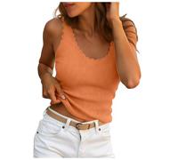 Women's Ribbed Knit Tank Top 2026 Spring Summer Scalloped Edge U-Neck Sleeveless Basic Vest Tops Casual Sweater Camisole Cotton Solid Color Cami T Shirts