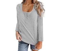 Women's Ribbed Knit Tops Sexy Casual Long Sleeve Square Neck Low Cut Pullover Basic Solid T-Shirts Loose Slouchy Ladies Jumpers Sweater Tops Dressy Business Office Work Shirts Tops
