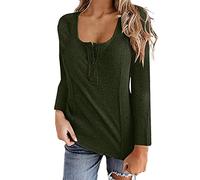 Women's Ribbed Knit Tops Sexy Casual Long Sleeve Square Neck Low Cut Pullover Basic Solid T-Shirts Loose Slouchy Ladies Jumpers Sweater Tops Dressy Business Office Work Shirts Tops