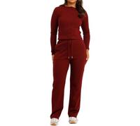 Womens Ribbed Long Sleeve Button Up Cardigan Top And Flared Bottom Pocket Trouser Lounge Wear Tracksuit Ladies Winter Wear 2pc Co Ord Set