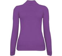 REAL LIFE FASHION LTD Womens Long Sleeve Jumper Rib Knit Turtle Polo Neck Tunic Shirt Ladies High Roll Neck Sweatshirt Winter Fashion Streetwear Ribbed Sweater Top (Purple UK 12-14)