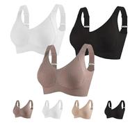 Women's Ribbed Push up Adjustable Wireless Bra, Super Firming Bra, Adjustable Wireless Bras (3PCS-B,3XL)