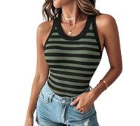 Women's Ribbed Racerback Tank Tops with Built in Bras | Fitted Basic Workout Tank Tops Fitted Casual Basic Tee