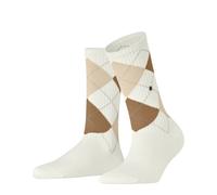Burlington Women's Tennis Socks Courtside Ribbed Cotton Argyle Pattern Off-White 1 Pair