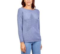 Women's Ribbed Star Jumper Casual Italian Lagenlook Stretchy Pullover Sweatshirt Ladies Crew Neck Long Sleeve Winter Soft Knit Cardigan Tops Denim