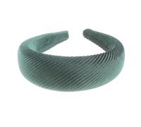 Womens Ribbed Striped Occasion Wedding Bridal Party Birthday Christmas Evening Wide 4cm Thick High Bump Padded Velvet Velour Hair Hairband Accessories Headband Alice Band (Emerald)