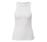 Womens Ribbed Tank Top with Silver Studs QS Blanc M