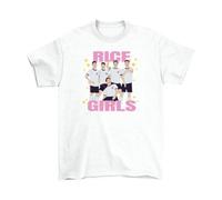 Womens Rice Girls Sparkle Baby Tee - Large - White Cropped Cotton Tee with Glitter Slogan Graphic - Ladies England Football Fan Top Y2K Tournament Pub Crawl Outfit Gift Her