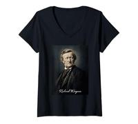 Women's Richard Wagner Composser Pianist V-Neck T-Shirt