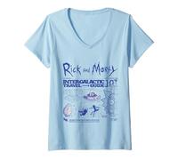 Womens Rick and Morty Merch Intergalactic Travel Guide V-Neck T-Shirt