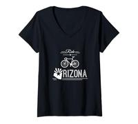 Womens Ride Arizona Rising Sun Flag Road Cycling Bike Inspired V-Neck T-Shirt