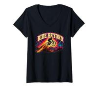 Women's Ride Beyond Mountain Biking Cosmic Rider V-Neck T-Shirt