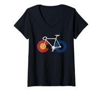 Womens Ride Colorado Cycle Road Mountain Bike Cycling Inspired V-Neck T-Shirt