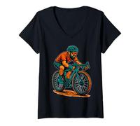 Womens Ride Gravel Stay Wild Cycling Adventure Design V-Neck T-Shirt