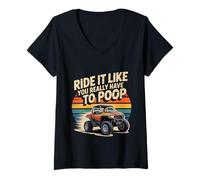 Womens Ride It Like You Really Have to Poop Rider Racing - V-Neck T-Shirt
