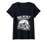 Womens Ride Or Die Already Died Christian Biker V-Neck T-Shirt