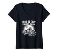 Womens Ride Or Die Already Died Now I Ride Christian Biker V-Neck T-Shirt