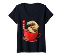 Womens Ride the Big Coffee Wave! Start Your Day positive with Power V-Neck T-Shirt