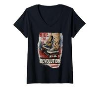 Womens Ride The Revolution Momentum Manifesto Breakaway Culture V-Neck T-Shirt