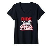 Womens Ride with Pride Tennessee Walking Horse V-Neck T-Shirt