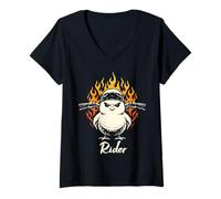 Women's Rider Chick Biker Gothic Motorcycle Riding V-Neck T-Shirt