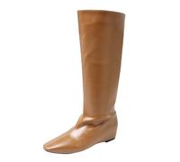 Women's Riding Boots Leather Brown Chelsea Boots Waterproof Flat Boots