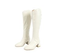 Women's Riding Boots - Versatile Fashion Knee High Western Cowboy Boots for Music Festivals, Travel, Date Nights,White,4 UK