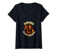 Womens Riding is My Life I Love Horse Girl Riding Sports V-Neck T-Shirt