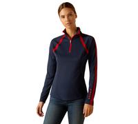 ARIAT Women's Sunstopper 3.0 1/4 Zip Baselayer Sunstopper 3.0 1/4 Zip Baselayer, navy blue/red, XL
