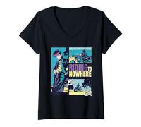 Womens Riding to Nowhere Anime Manga Japanese Biker Art V-Neck T-Shirt
