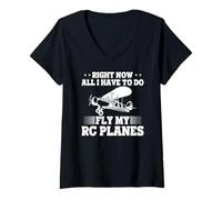 Womens Right Now All I Want is Sky Time with My RC Planes V-Neck T-Shirt