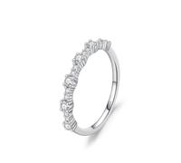 Womens Ring Cz Wedding Band 925 Sterling Silver 1.5mm Row with Zirconia Size N 1/2 Gifts for Ladies Mother Popular