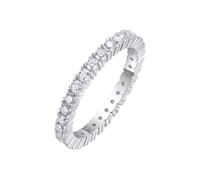 Women's Ring, Eternity Ring for Women 2mm Moissanite Ring Silver 14K White Gold Size O 1/2
