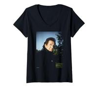 Womens Ring of Fire Singer Johnny Cash by Michael Grecco V-Neck T-Shirt