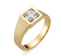 Womens Ring, Promise Ring Dainty Signet Ring with Moissanite 9K Yellow Gold Size I 1/2