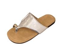 Women's Ring Toe Slide Sandals Wide Width House Slippers Summer Slip-On Bedroom Slippers Fashion Flat Flip Flop (Silver, 6)