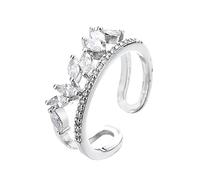 Women's Ring Wide Adjustable An My Daughter Ring Silver Shape Rhinestone Finger Jewellery Adjustable Silver Leaves Rings Minimalist Rings Gift For Her, one size, Copper, No Gemstone