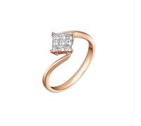 Womens Rings Dainty, Anillo de Compromiso para Mujer with 0.35Ct Diamond 9K Rose Gold Size L 1/2