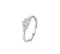 Womens Rings Dainty, Wedding Band Thin Elegant 4 Prong Round Lab Diamond 0.5ct 9K White Gold Size Q 1/2