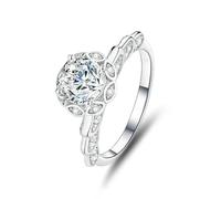 Womens Rings Engagement, Simple Rings for Women Angel Wing with 1ct Round Moissanite 9K White Gold Size S 1/2