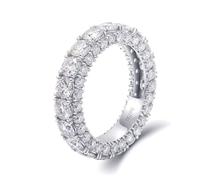 Womens Rings Fashion, Bridal Wedding Ring 18K White Gold All Around Band with 5.7ct Moissanite Size T 1/2