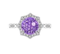 Womens Rings, Ice Flower Cut Flower Cabochon Ring For Women Engagement Wedding Ring For Her Sapphire Emerald Amethyst Ruby Simulated Diamond Band Cocktail Jewellery Gift With Box