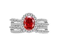 Womens Rings, Ice Flower Cut Oval Empress Ring For Women Engagement Wedding Ring For Her Sapphire Emerald Amethyst Ruby Simulated Diamond Band Cocktail Jewellery Gift With Box